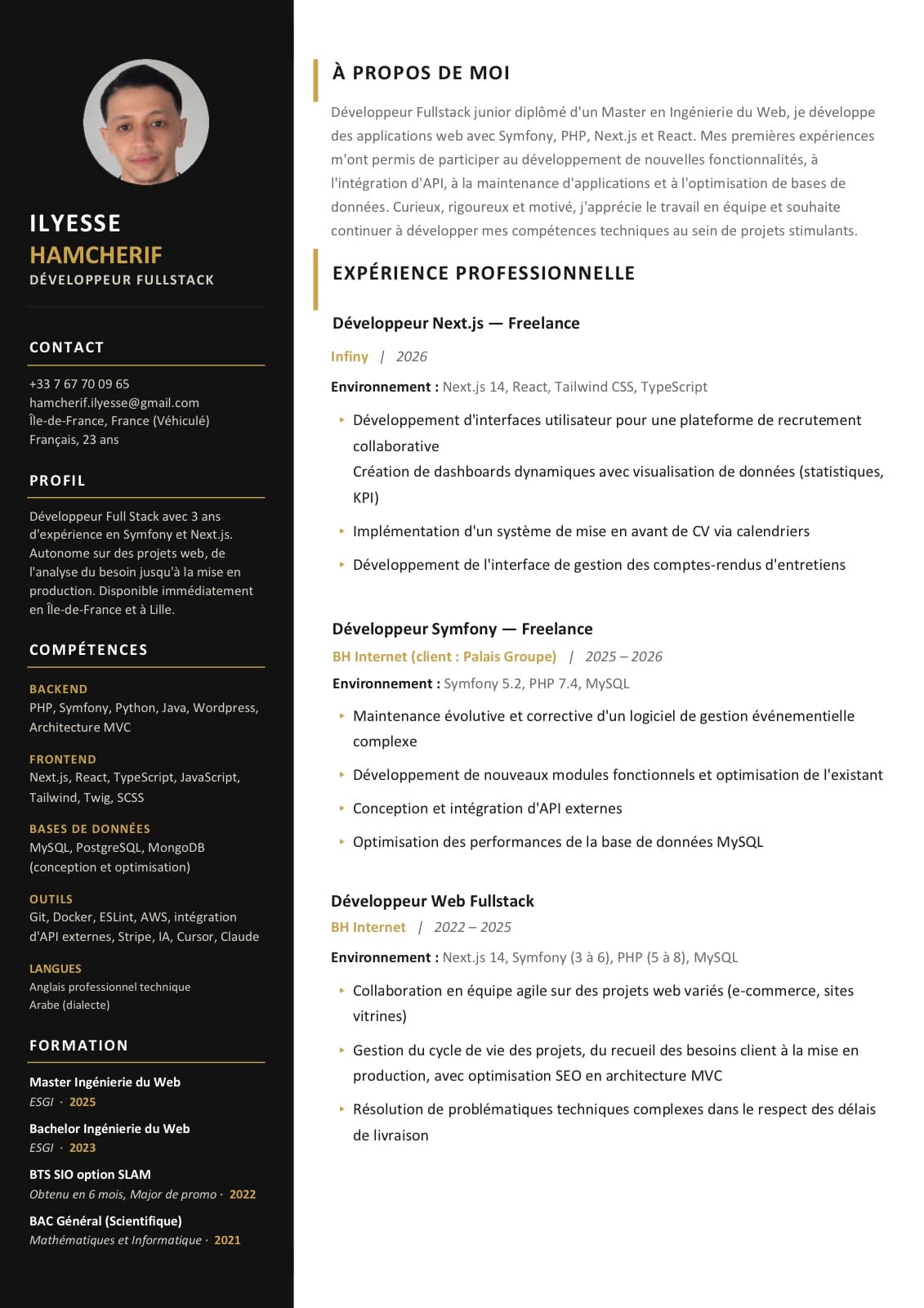 Aperçu du CV — Ilyesse Hamcherif