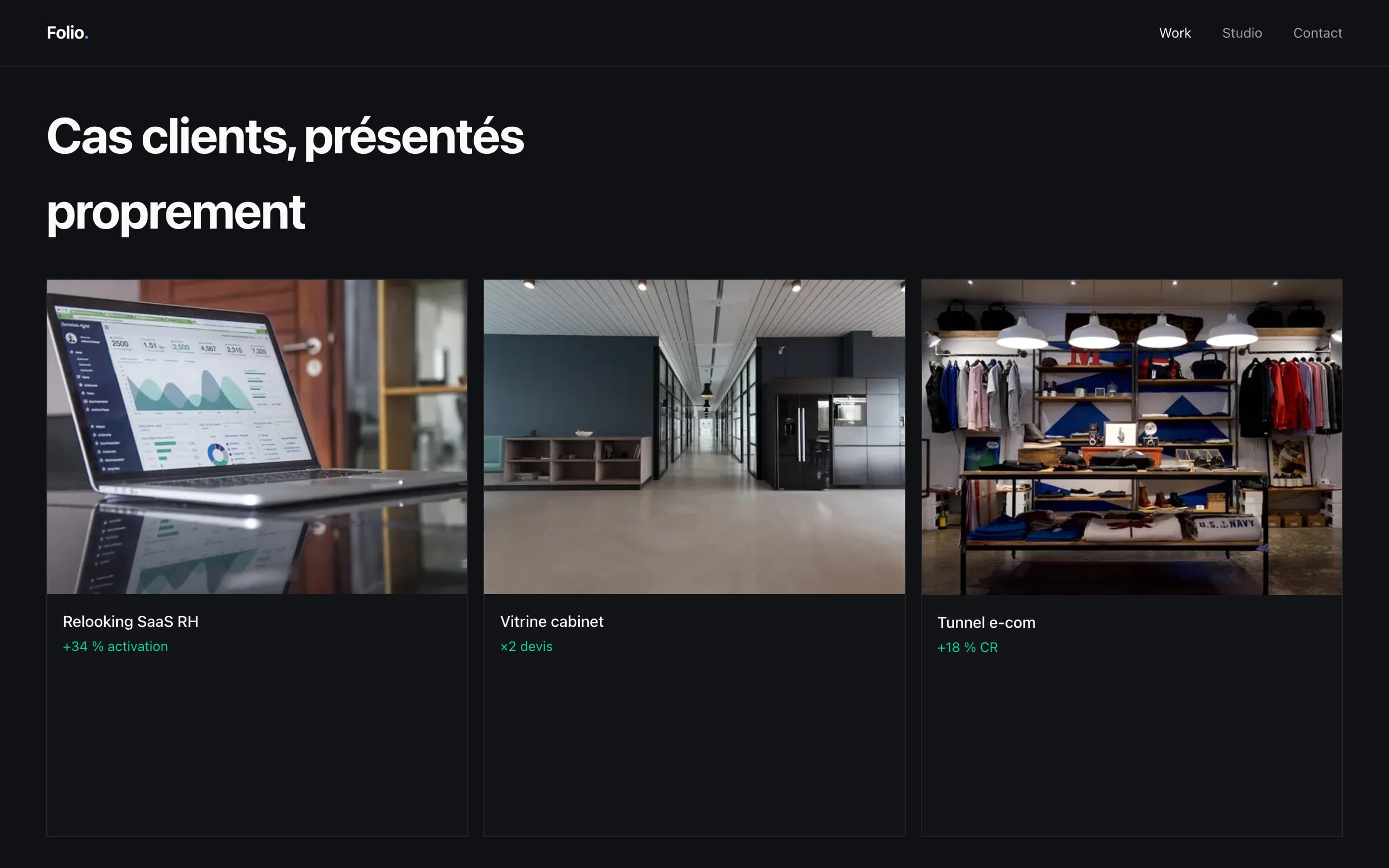 Folio — Cas clients, présentés proprement