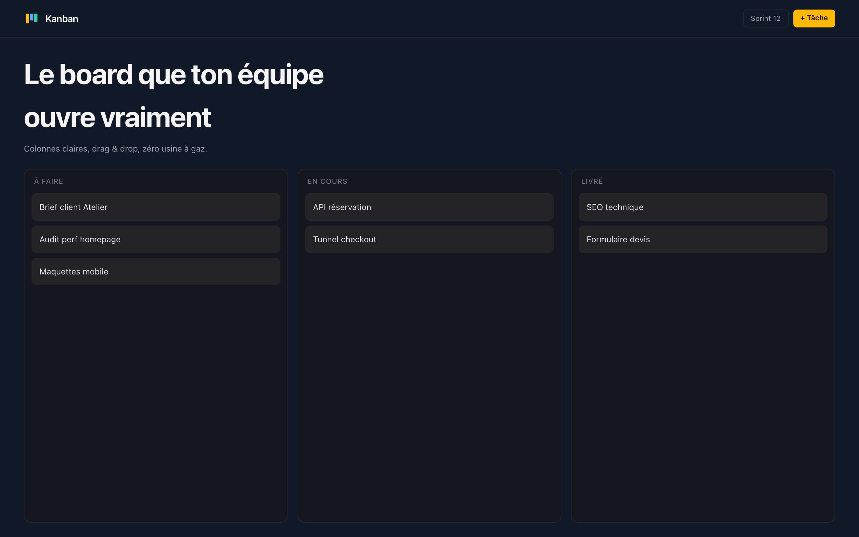 Kanban — Le board que ton équipe ouvre vraiment