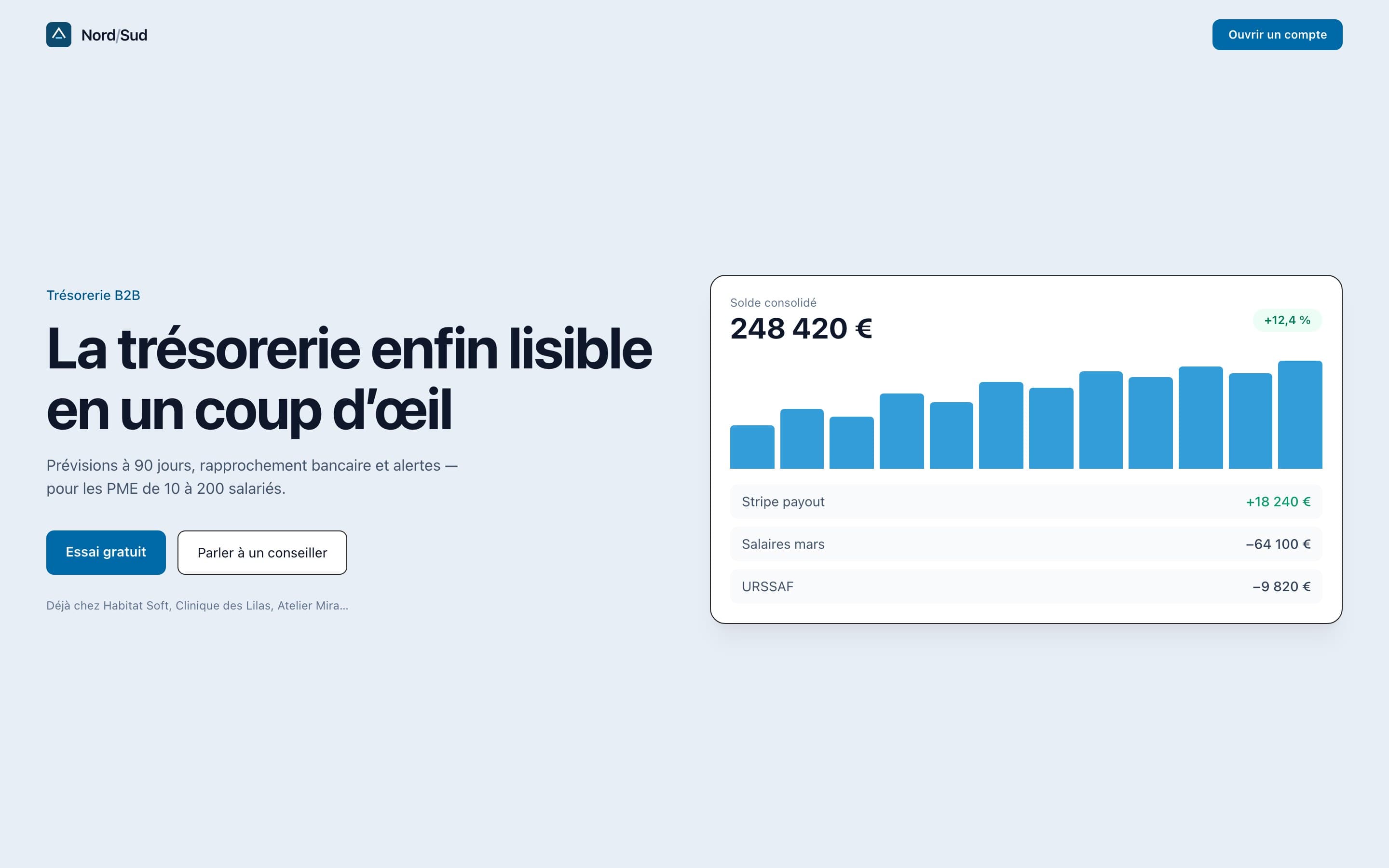 Nord/Sud — Trésorerie lisible