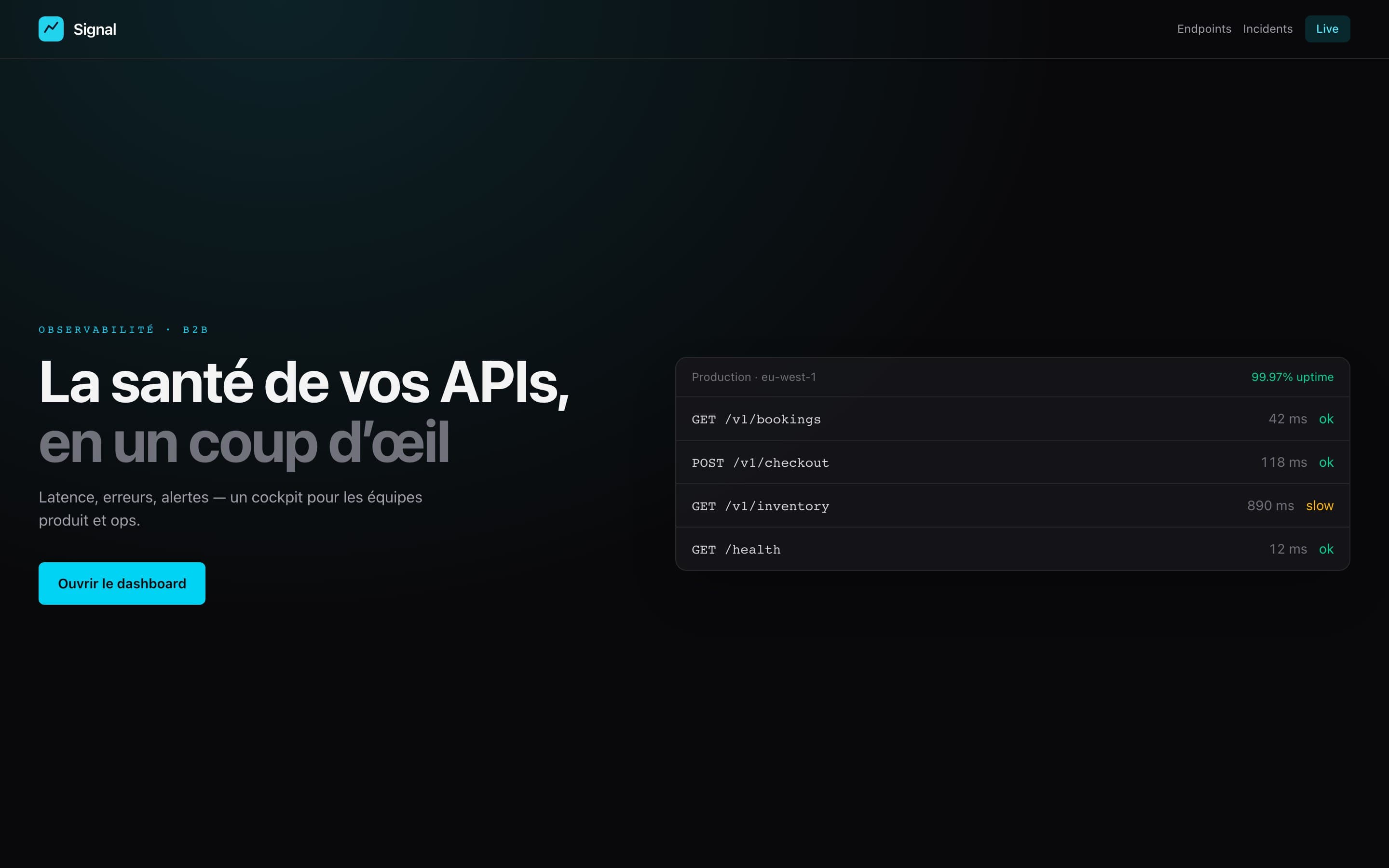 Signal — La santé de vos APIs, en un coup d’œil