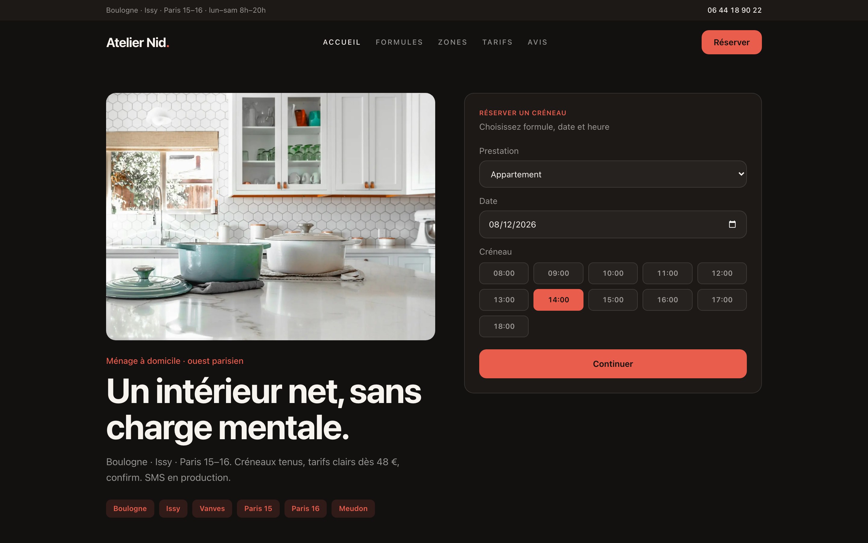 Atelier Nid — accueil